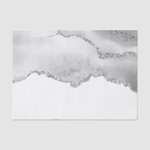 Papel De Seda Cinza Marble Branco Agate Simples Silver Gliter