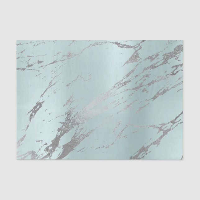 Papel De Seda Cinza Marble Prata Metálica Azul (Frente )