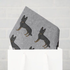 Papel De Seda Cinza Padrão de German shepherd Bi-Black