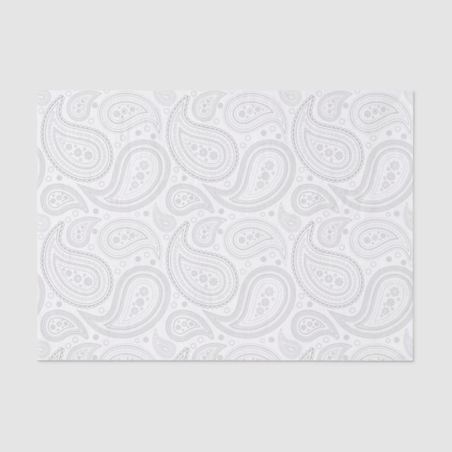Papel De Seda Cinza - Padrão de Paisley no Livro Branco (Frente )
