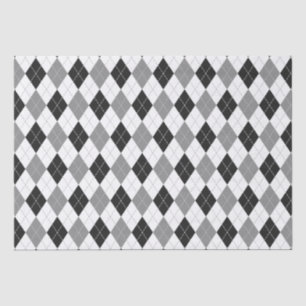 Papel De Seda cinza preta xadrez de argyle branco