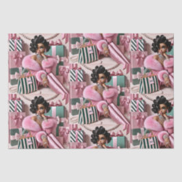 Papel De Seda Cinza Rosa E Verde