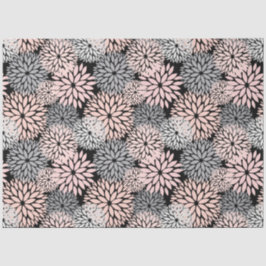 Papel De Seda Cinza Rosa Espelhada Moderna Dahlia Floral