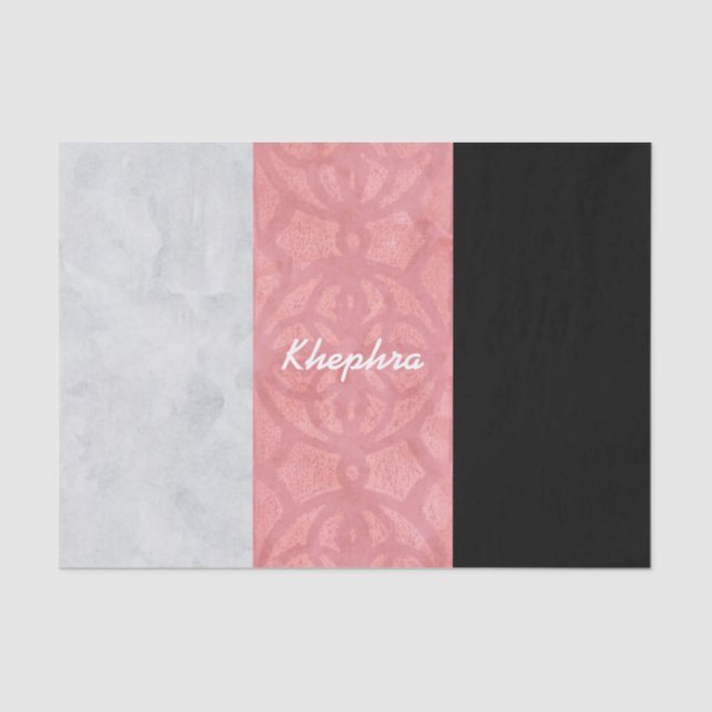 Papel De Seda Cinza Rosa-Rosa-Rosa-Rosa, Aquarela E Nome (Frente )