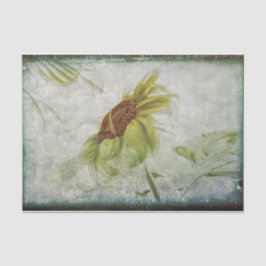 Papel De Seda Cinza Verde Sunflower Vintage Antique Grunge