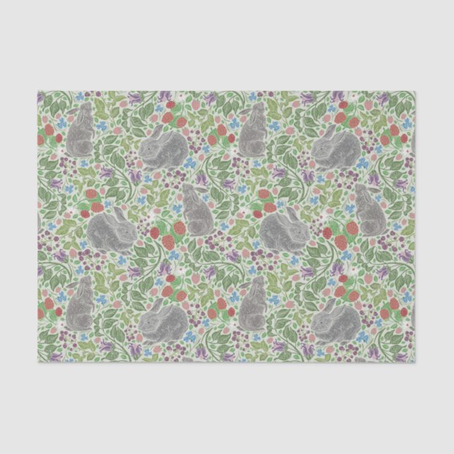 Papel De Seda Cinza Vitoriana Bunny Rabbit come berry (Frente )