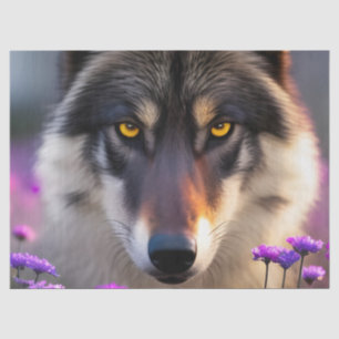 Papel De Seda Cinza Wolf Stare - Flores roxas