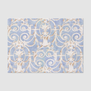 Papel De Seda Cinzas Azuis Vintage e Cor damasco bege