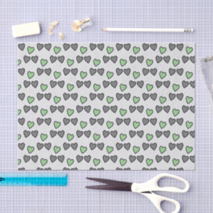Papel De Seda Cinzas de corações e presente verde