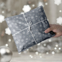 Papel De Seda Cinzas de Natal Elegantes e Flocos de Neve Brancos