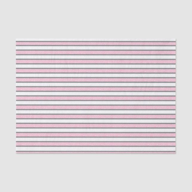 Papel De Seda Cinzas delineadas e faixas estáticas rosa (Frente )