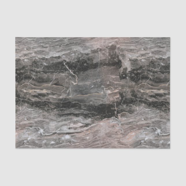 Papel De Seda Cinzas E Mármore Preto (Frente )