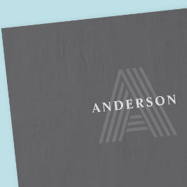 Papel De Seda Cinzas Escuras - Nome Moderno Monograma