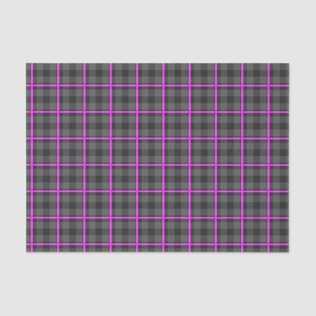 Papel De Seda Cinzas Médias e Tartan Rosa (Frente )