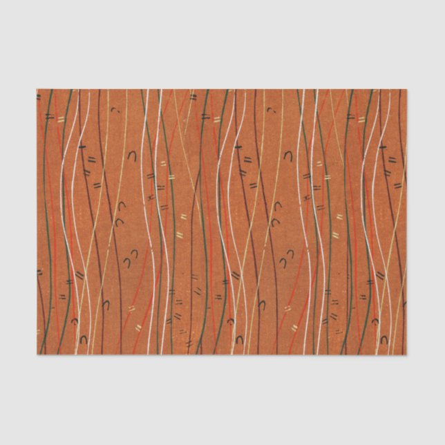 Papel De Seda Cinzas Vermelhas Ondas: Arte Abstrato Japonesa Mod (Frente )