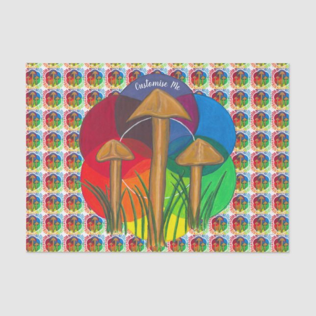 Papel De Seda Círculo de Cogumelos - Pintura acrílica (Frente )