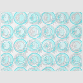 Papel De Seda Círculos de Destaque Flores de Fundo Turquesa Bran