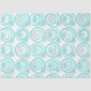 Papel De Seda Círculos de Destaque Flores de Fundo Turquesa Bran
