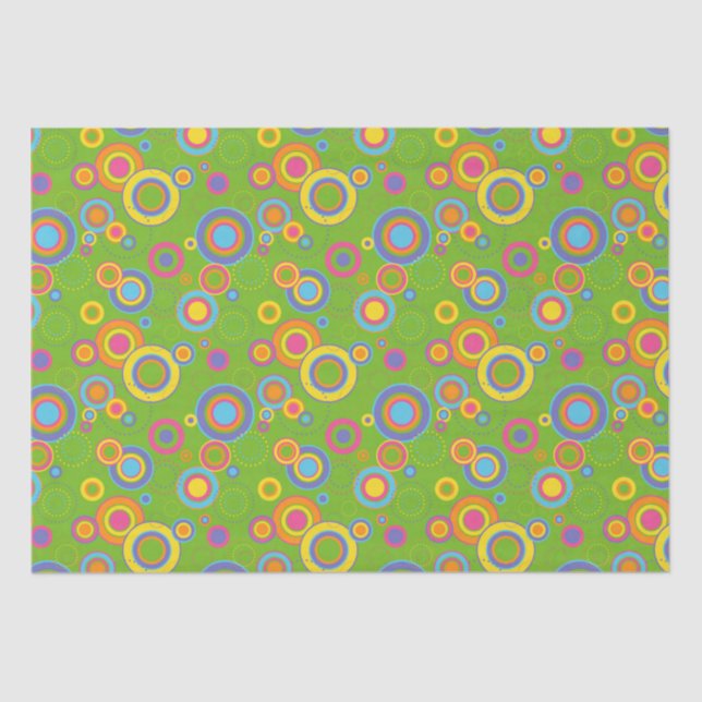 Papel De Seda Círculos de humor retrô em verde (Frente )