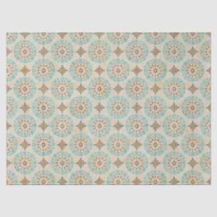Papel De Seda Círculos de Teal e Creme na Decoupage do Tom