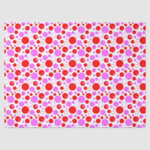 Papel De Seda Círculos e Pontos Vermelhos e Rosa em Estilo Retrô