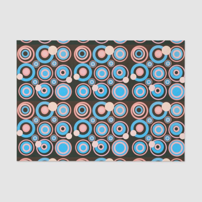 Papel De Seda Circunstâncias Retro Parte Turquesa de Coral Preto (Frente )