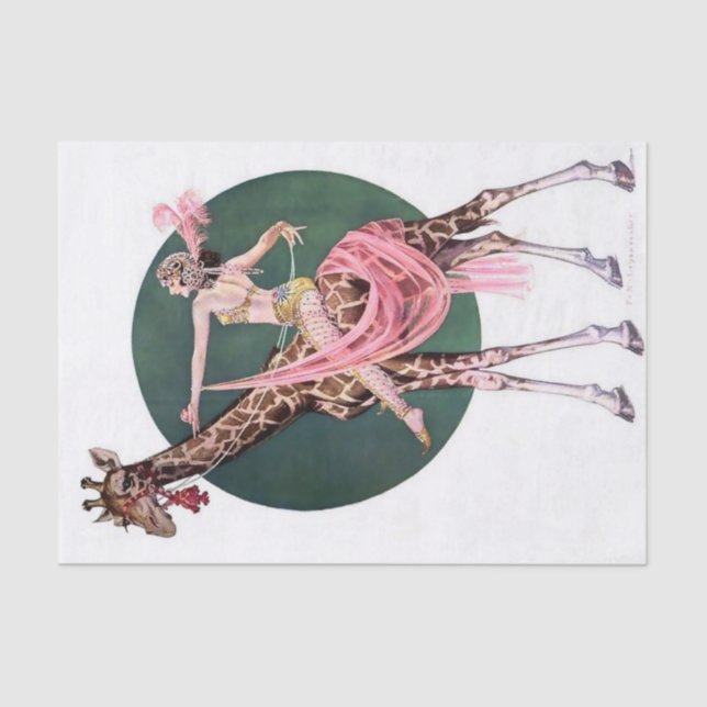 Papel De Seda "Circus Giraffe Rider" por FX Leyendecker (Frente )