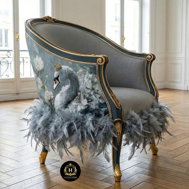 Papel De Seda Cisne Cinza Gracioso Coroa Dourada Decoupage Flora (Criador carregado)