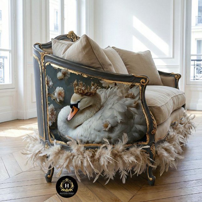 Papel De Seda Cisne Coroado a Ouro com Decoupage Floral (Criador carregado)