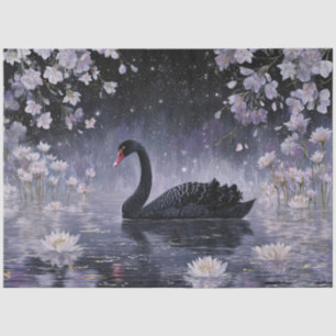 Papel De Seda Cisne Negro Lago Estrelado ao Luar