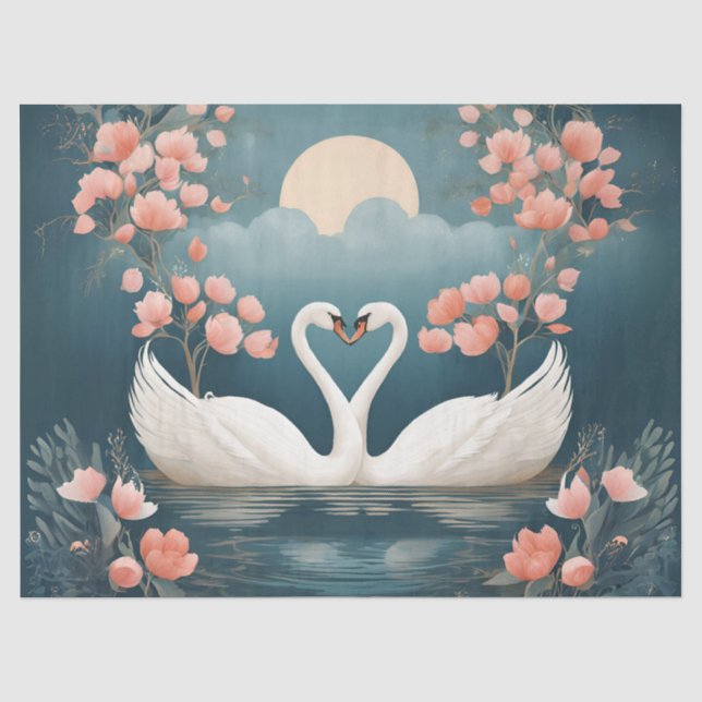 Papel De Seda Cisnes Apaixonados (Frente )