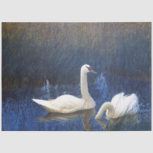 Papel De Seda Cisnes em Reeds, Bruno Liljefors