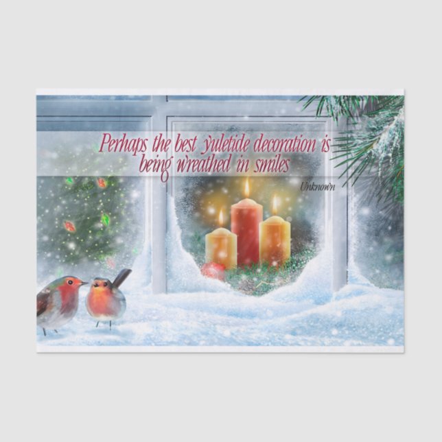 Papel De Seda Citação Inspiracional de Natal "Sorrisos" (Frente )