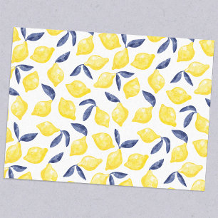 Papel De Seda Citrus de Padrão de Limão de Aquarela