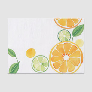 Papel De Seda Citrus Watercolor vibrante em bege suave