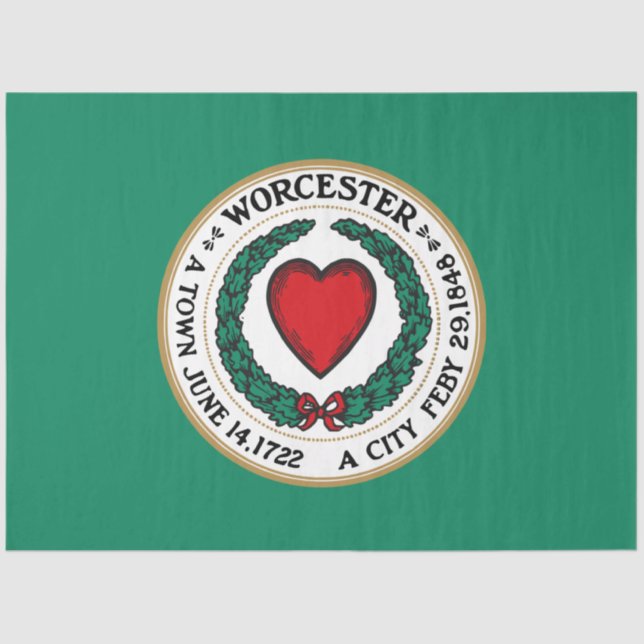 Papel De Seda City Flag of Worcester (Massachusetts) (Frente )