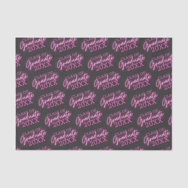 Papel De Seda Classe de Script Neon Pink do Formando 2024 (Frente )