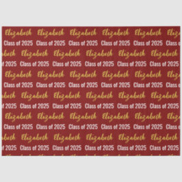 Papel De Seda Classe do Formando 2025 Deep Red White Dourado