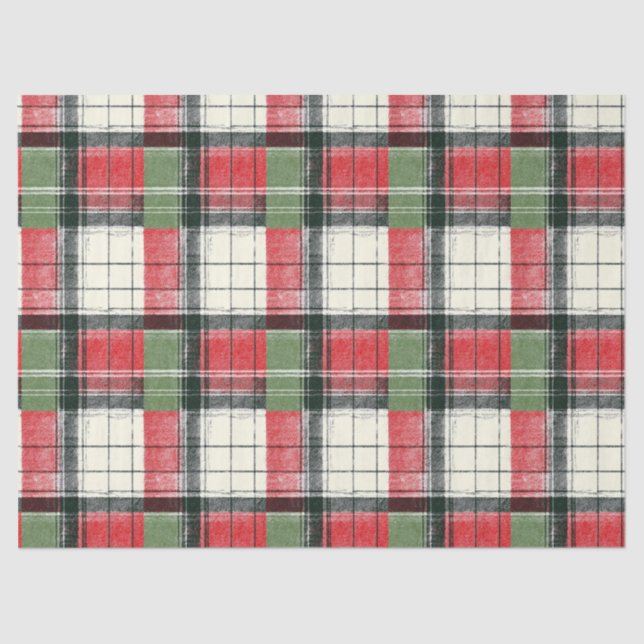 Papel De Seda Classic distressed green and red plaid (Frente )