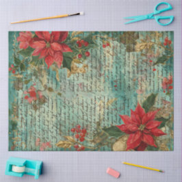 Papel De Seda Classic Handwritten Poinsettia Christmas Holiday