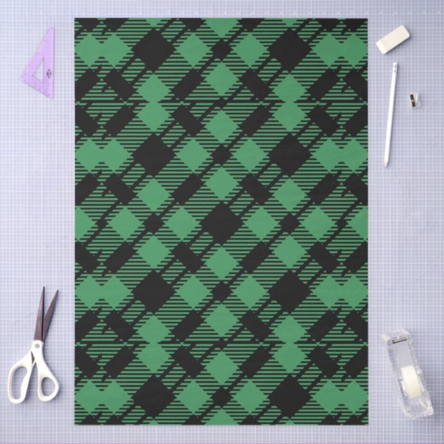 Papel De Seda Classic Holiday Green Checkered Pattern  (Arte )