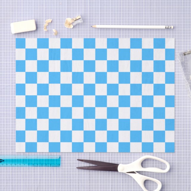 Papel De Seda Classic light blue checkerboard  (Arte )