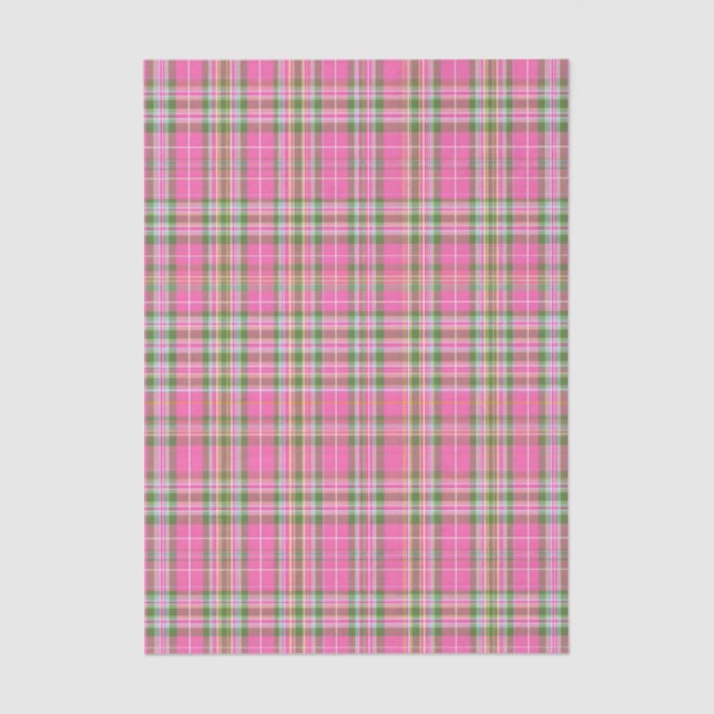 Papel De Seda Classic Pink & Green Tartan Plaid (Frente )