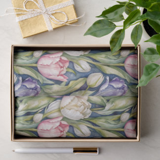 Papel De Seda Classic Pink, Purple, Whute Tulips