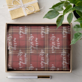 Papel De Seda Classic Plaid Merry Christmas Festive -