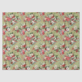 Papel De Seda Classic Poinsettia & Berry Holiday Tissue Paper