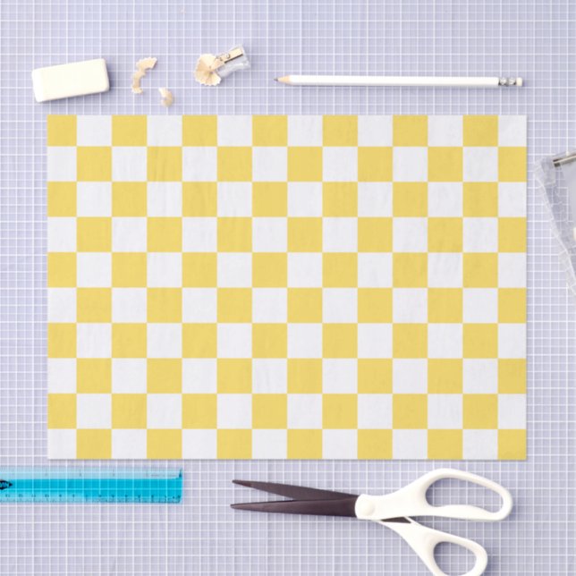 Papel De Seda Classic visual yellow checkerboard  (Arte )