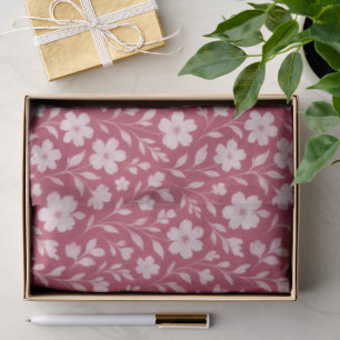 Papel De Seda Clássica Deixa Padrão De Arte Floral A Rosa Escuro