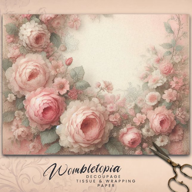 Papel De Seda Clássico - Antiquado Pastel Rosa Rosa Rosa - Nuvem (Criador carregado)