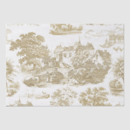 Papel De Seda Clássico Beige White Vintage Francês Chateau Toile